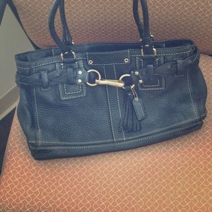 Black coach bag leather